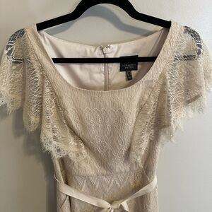 adrianna papell dress Lace Cocktail Swing Ivory Vintage Style‎